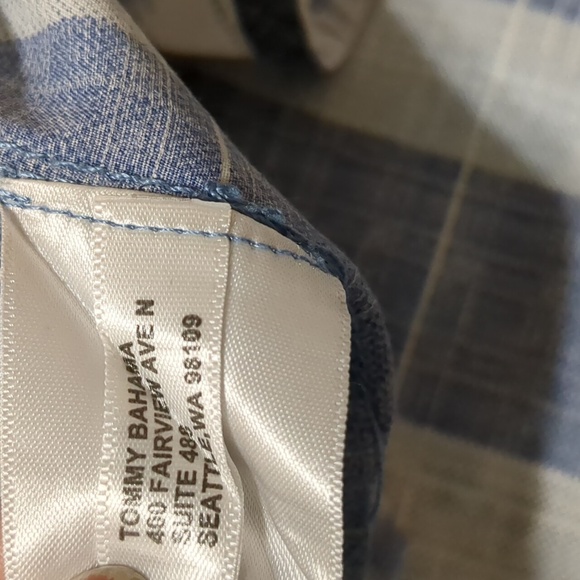 Tommy Bahama Button Up Collared Short Sleeve Blue and withe men size L - Picture 7 of 10